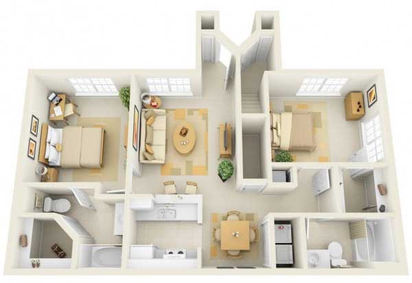 thiết kế căn hộ 2 phòng ngủ HOT nhất 2022