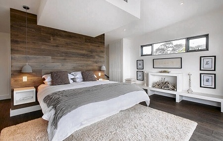 sử dụng gạch ốp tường vân gỗ cho phòng ngủ
