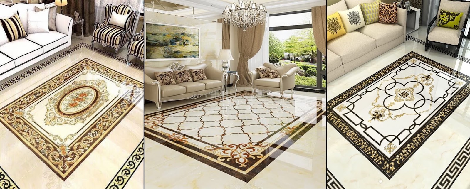 sử dụng gạch thảm trang trí không gian phòng khách