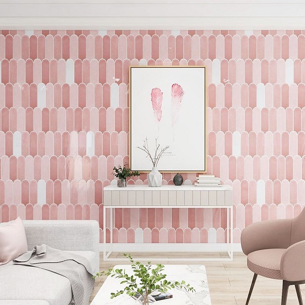 gạch ốp tường màu hồng