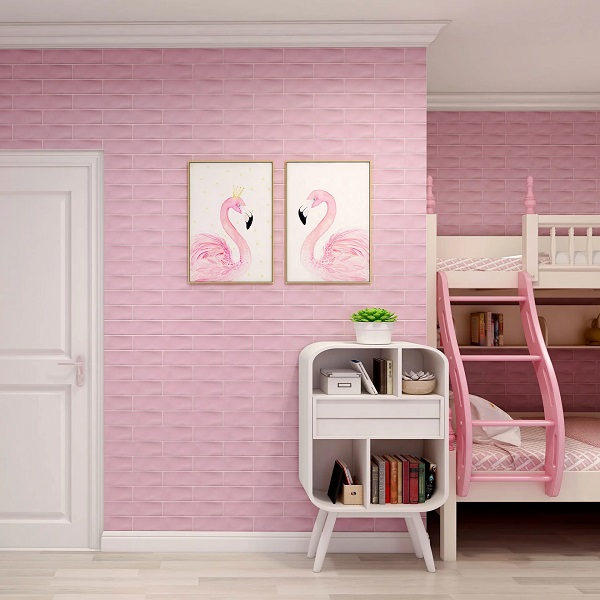 Gạch ốp tường phòng ngủ màu hồng, nét chấm phá cực ấn tượng