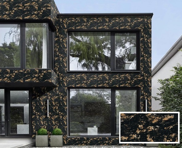 gạch ốp tường đen vân vàng