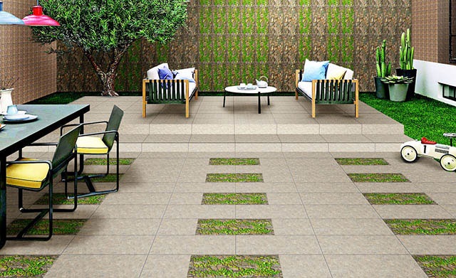 gạch lát họa tiết cỏ