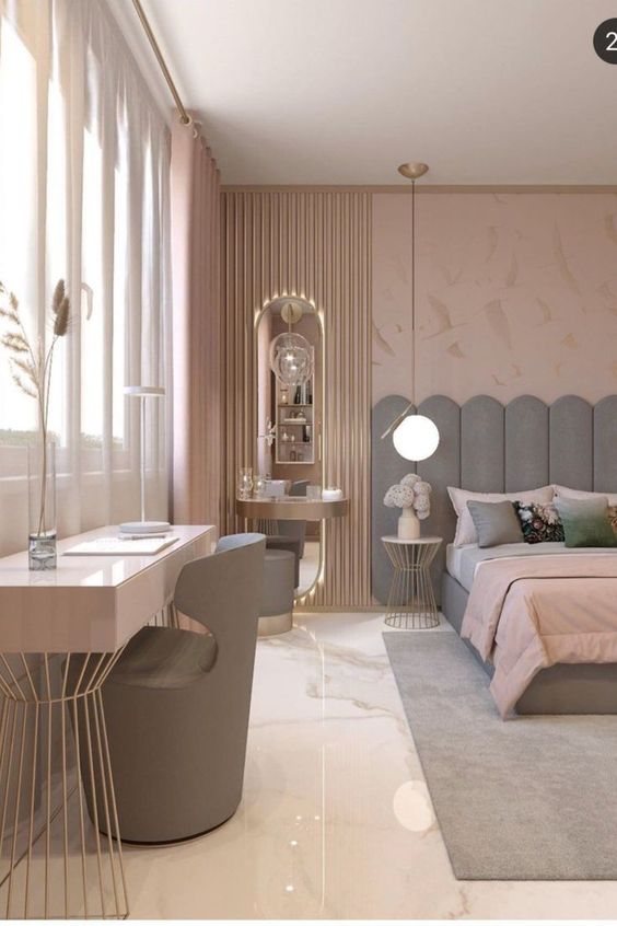 phòng ngủ màu hồng