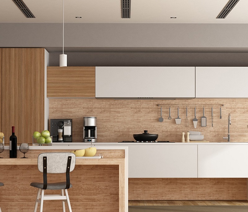 gạch ốp tường nhà bếp vân gỗ