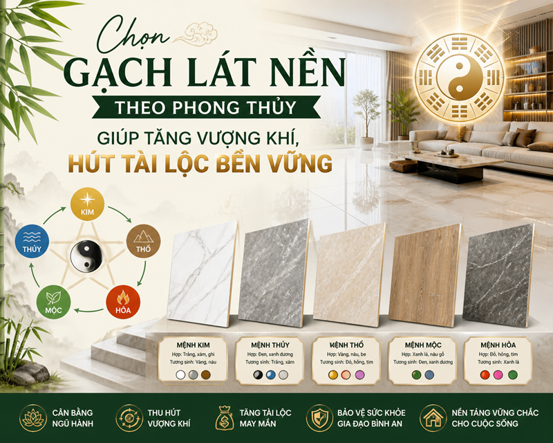 Quy luật ngũ hành trong chọn gạch lát nền theo phong thủy