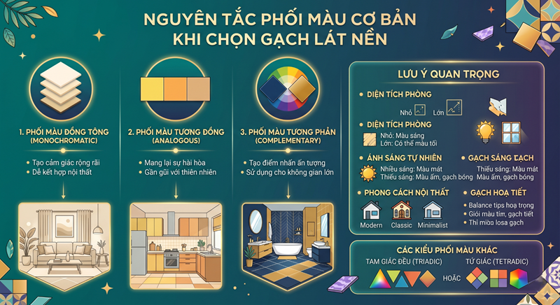 Nguyên tắc phối màu cơ bản khi chọn gạch lát nền