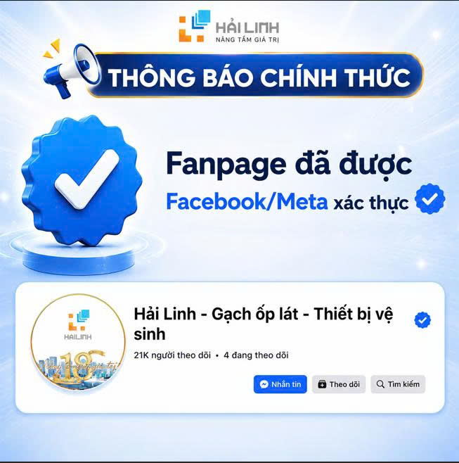 Fanpage Hải Linh - Gạch ốp lát - Thiết bị vệ sinh đạt tick xanh xác minh từ META